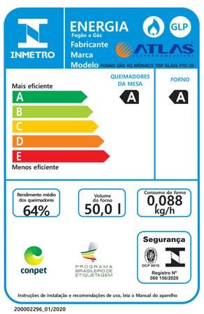 Fogão 4 Bocas Com Mesa de Vidro Atlas Mônaco Top Glass Bivolt