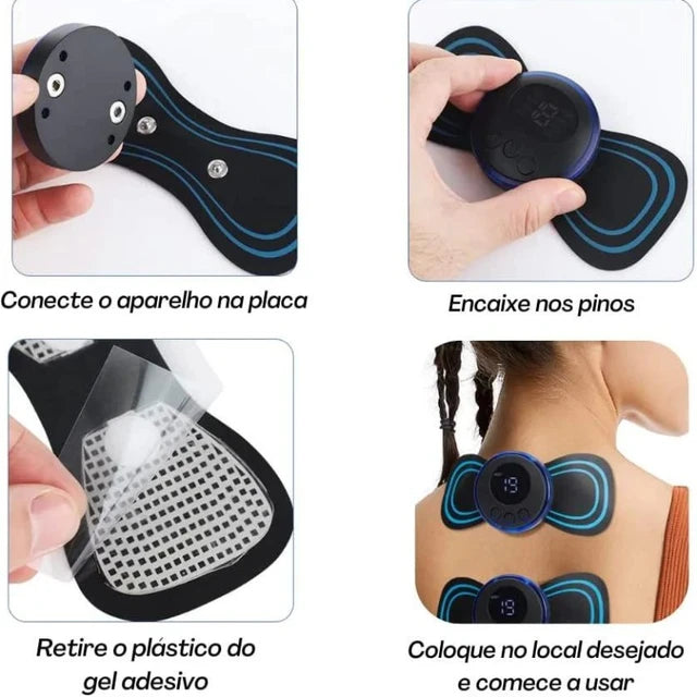 Mini Massageador EMS Estimulador Elétrico Portátil Para Alívio Da Dor Muscular Cervical