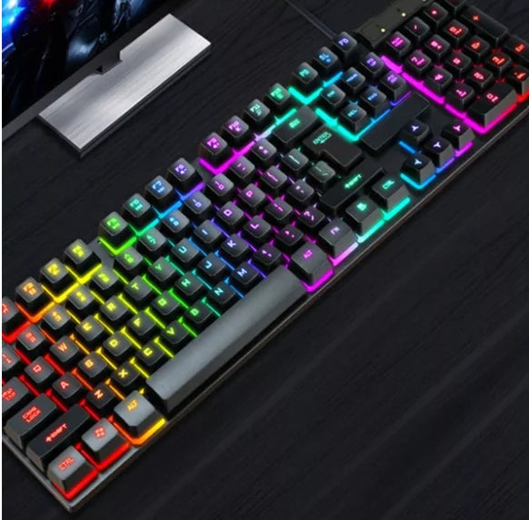 Teclado Gamer Semi-mecânico RGB LED retroiluminado Computador Pc