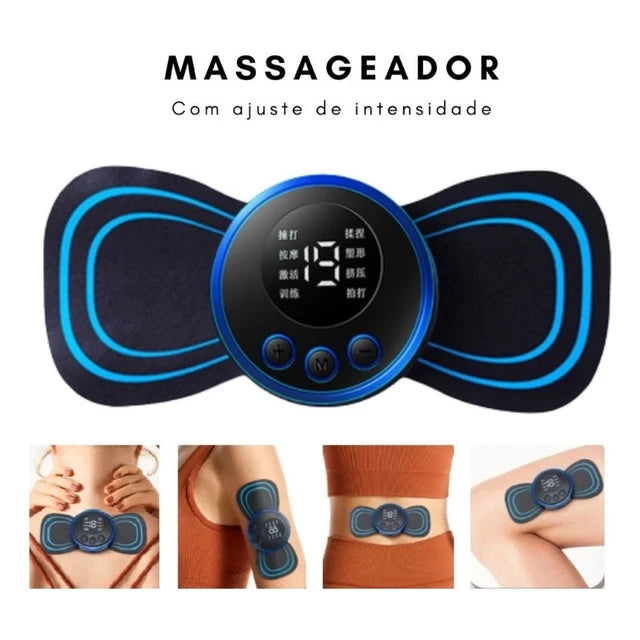 Mini Massageador EMS Estimulador Elétrico Portátil Para Alívio Da Dor Muscular Cervical