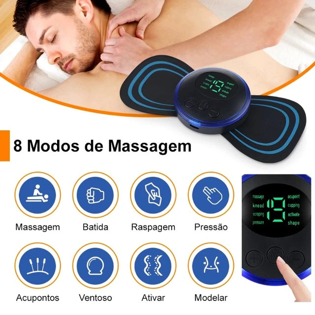 Mini Massageador EMS Estimulador Elétrico Portátil Para Alívio Da Dor Muscular Cervical