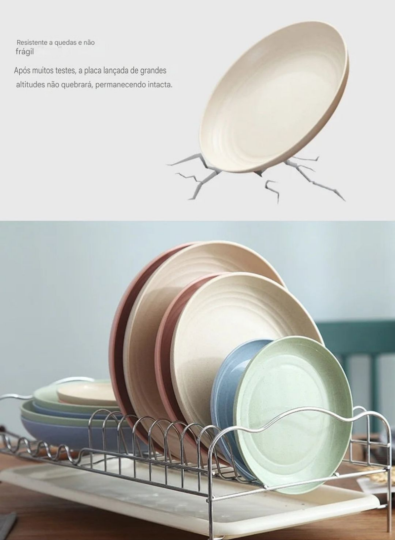 Tigela de sopa de palha de trigo, utensílios de mesa de plástico para micro-ondas, tigelas de salada de frutas, pratos de macarrão para cereais, ramen, pratos de jantar amigáveis, sem BPA