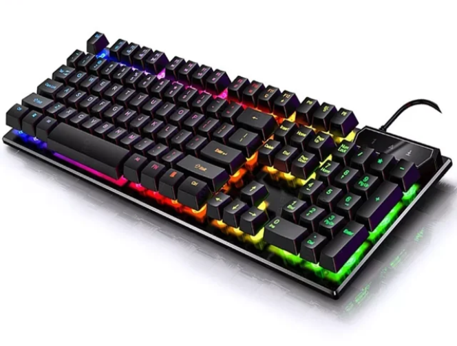 Teclado Gamer Semi-mecânico RGB LED retroiluminado Computador Pc