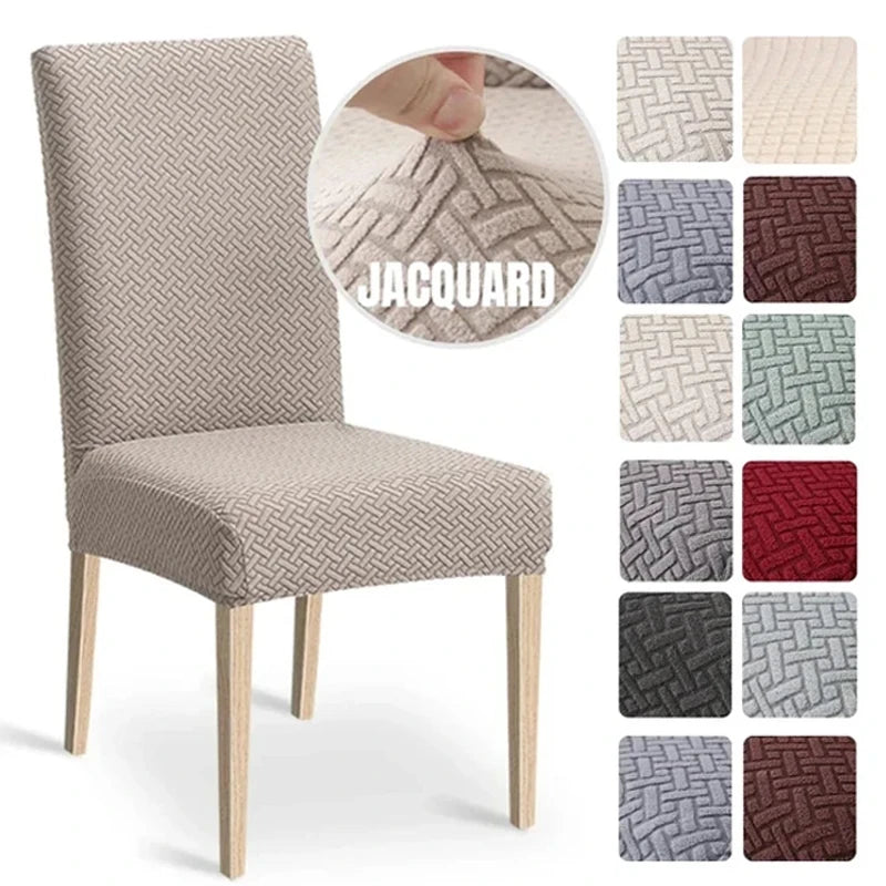 Elastic Dining Room Chair Cover Stretch Thick Jacquard Kitchen Chair Cover Slipcover for Dining Kitchen Hotel Wedding Banquet