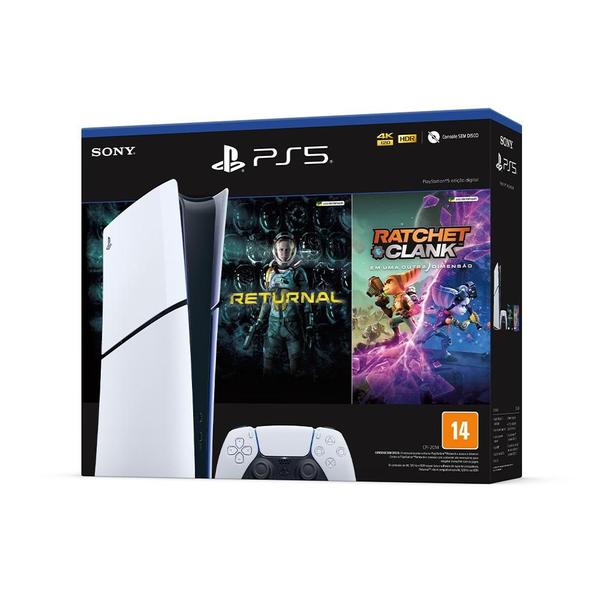 Console PlayStation 5 Slim, SSD 1TB, Edição Digital, Branco + 2 Jogos