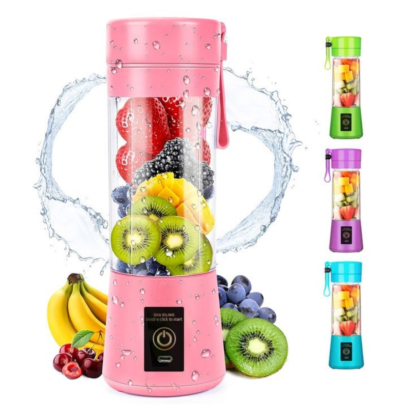 Mini Liquidificador Portatil Mixer Juice Garrafa Shake 6 Laminas + Cabo USB 380ml