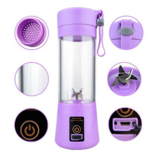 Mini Liquidificador Portatil Mixer Juice Garrafa Shake 6 Laminas + Cabo USB 380ml